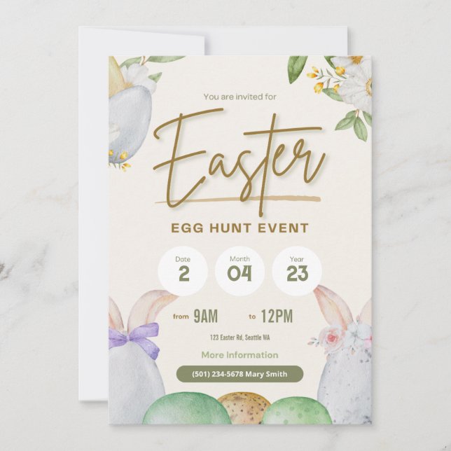 Niedliche Pastell Easter Eizelljagd Einladung (Vorderseite)