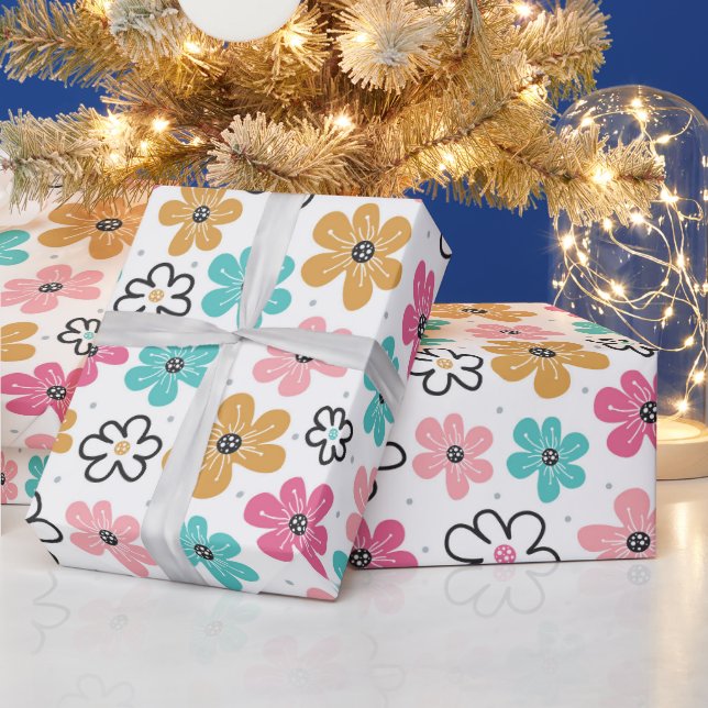 Niedliche Pastell Floral Geschenkpapier (Feiertage)