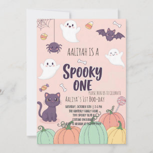 Niedliche Pastell Halloween Einladungskarte Spoo