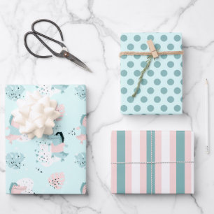 Niedliche Pastell-Jungle-Alligatoren Wrapping Pape Geschenkpapier Set