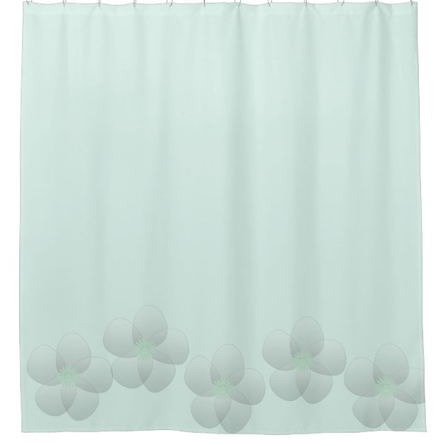 Niedliche Pastell Minze Sheer Blume Floral Duschvorhang (Vorderseite)