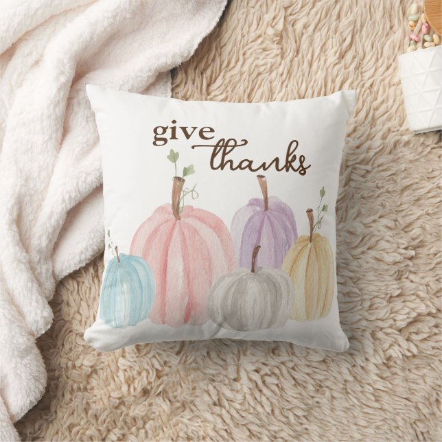 Niedliche Pastell Pumpkins Danke Kissen (Decke)