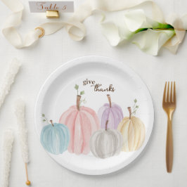 Niedliche Pastell Pumpkins Danke Pappteller