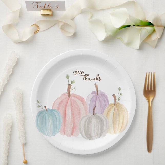 Niedliche Pastell Pumpkins Danke Pappteller (Hochzeit)
