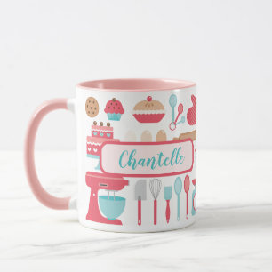 Niedliche Pastell Retro Küchenbackutensilien Muste Tasse