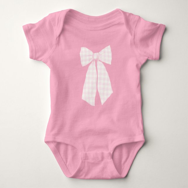 Niedliche Pastell Ribbon Bow Pink Baby Strampler (Vorderseite)