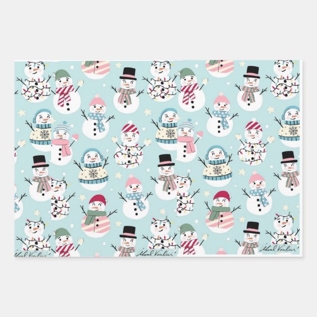 Niedliche Pastell-Sketch-Papiertücher Geschenkpapier Set (Vorderseite)