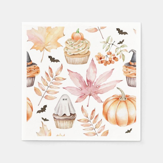 Niedliche Pastell Spooky Cupcakes Pattern Hallowee Serviette (Vorderseite)