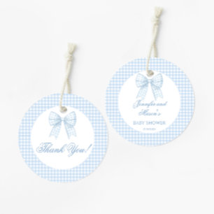Niedliche pastellblaue Bogen Babydusche Danke Geschenkanhänger