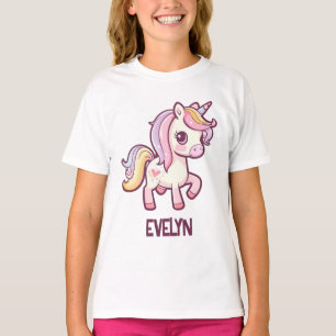 Niedliche Pastelle Einhorn mit Kindernamen T-Shirt