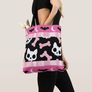 Niedliche Pastelle Goth Halloween Katze & Bat Tasche
