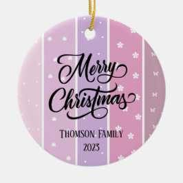 Niedliche Pastellfarbe Familienname Weihnachten Keramik Ornament