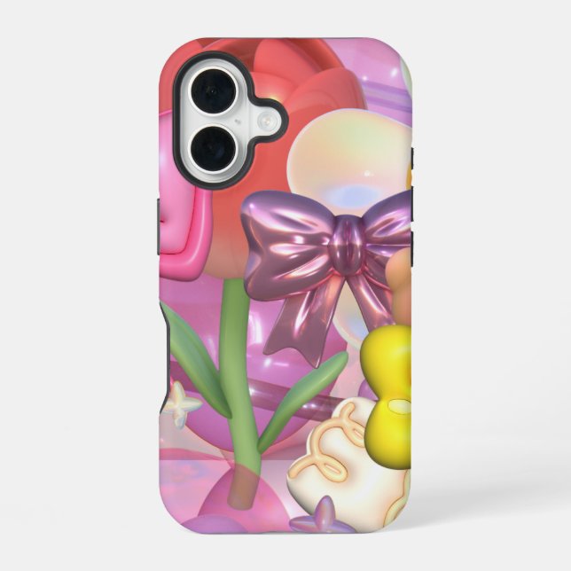 Niedliche Pastellfarben Bubbly Stickers iPhone 16 Hülle (Rückseite)