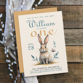 Niedliche Pastellfarben Bunny First Birthday Einladung