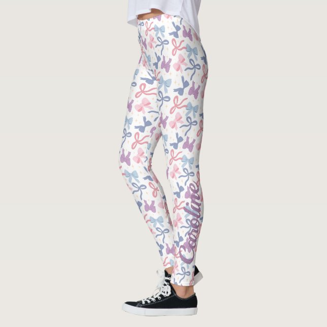 Niedliche Pastellfarben Muster, rosa, Lila blau Leggings (Links)