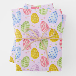 Niedliche Pastellfarben Ostereier Geschenkpapier Set