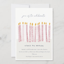 Niedliche Pastellfarben Pink Aquarell Geburtstagsk Einladung