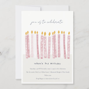Niedliche Pastellfarben Pink Aquarell Geburtstagsk Einladung