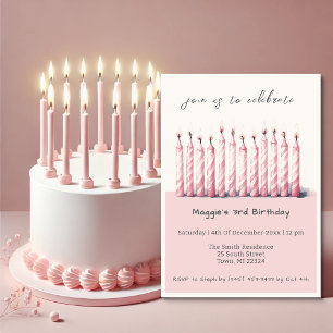 Niedliche Pastellfarben Pink Aquarell Geburtstagsk Einladung