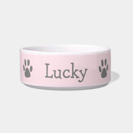 Niedliche Pastellfarben Pink und Graupaw Drucklede Napf
