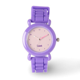 Niedliche Pastellfarben Pink und Lila Name Royal Armbanduhr