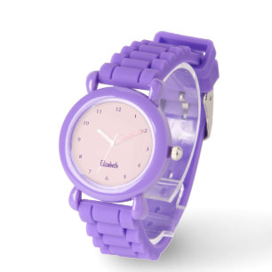 Niedliche Pastellfarben Pink und Lila Name Royal Armbanduhr