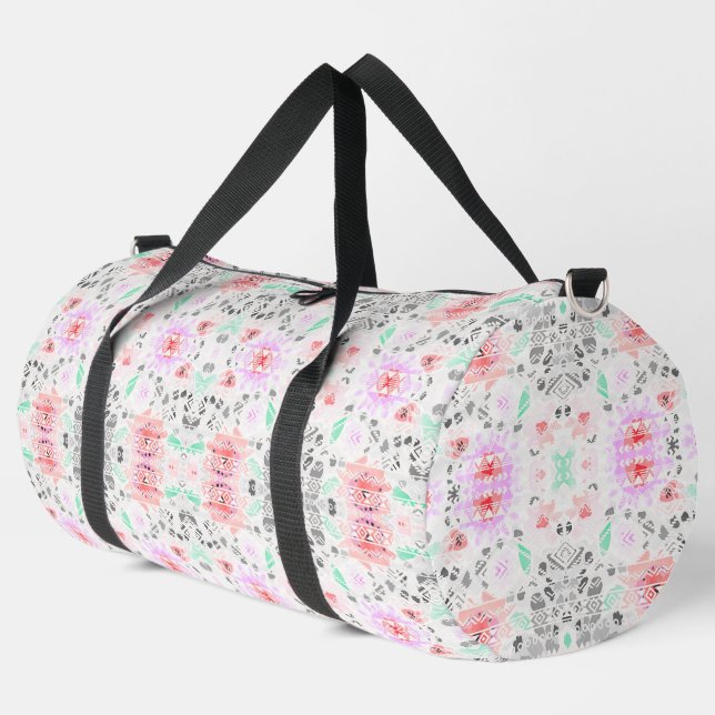 Niedliche pastellfarbene Azteken Duffle Bag (Linke Ecke)