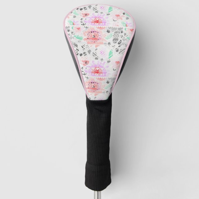 Niedliche pastellfarbene Azteken Golf Headcover (Vorderseite)