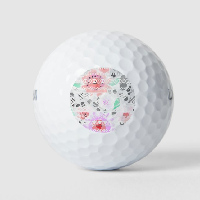 Niedliche pastellfarbene Azteken Golfball (Vorderseite)