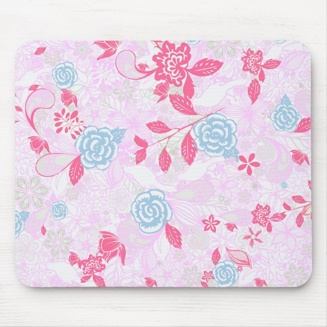 Niedliche pastellfarbene Blumenmuster Mousepad (Vorne)