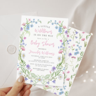 Niedliche pastellfarbene kleine Wildblume Babydusc Einladung