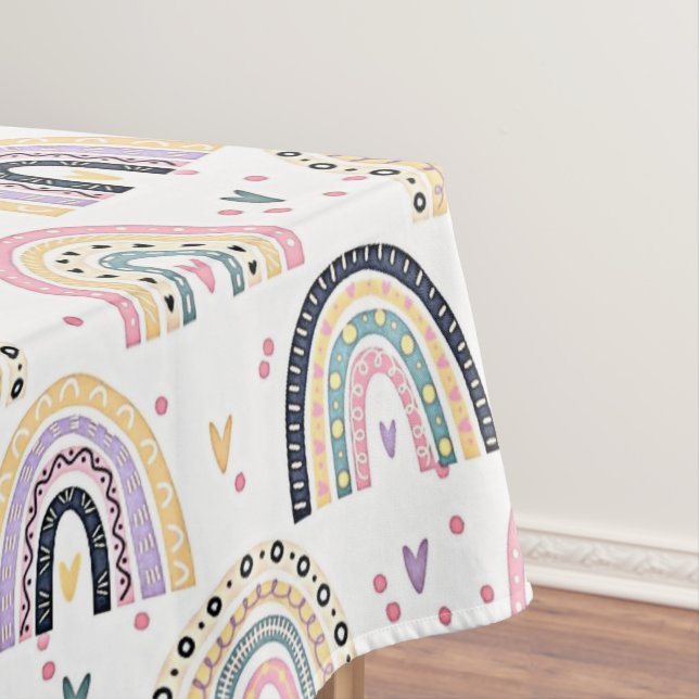 Niedliche pastellfarbene Regenbogen Tischdecke (Beispiel)