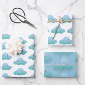 Niedliche Pastellfarbenwolke Geschenkpapier Set