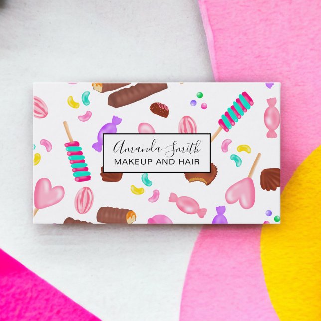 Niedliche Pastellkerbonbons Visitenkarte (Cute pastel candy sweet illustration pattern business card)
