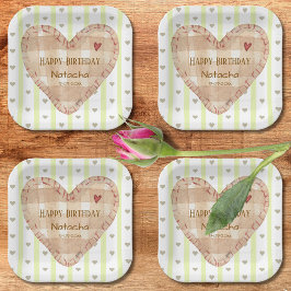 Niedliche Pastellmuster Gürtelmäuse Grün und Braun Pappteller