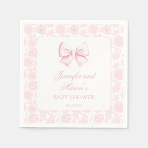 Niedliche pastellrosa Bugbrust Boho Babydusche Serviette
