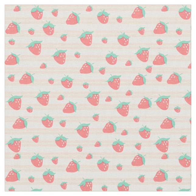 Niedliche Pastellrosa Erdbeeren und Crememuster Stoff (Nahaufnahme)