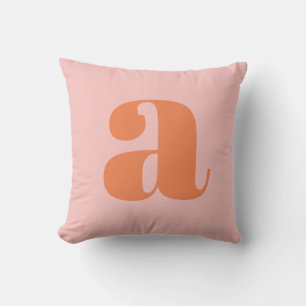 Niedliche Pastellrosa Orange Retro-Buchstaben Kissen