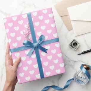 Niedliche Pastellrosa und weiße liebende Herzen Geschenkpapier