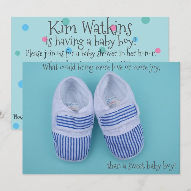 Niedliche Pastellschuhe Kinderdusche Einladung (Vorne/Hinten)
