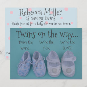 Niedliche Pastellschuhe Twin Baby Dusche Einladung