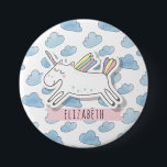 Niedliche Pastelltöne. Mädchen. Zaubertier Button<br><div class="desc">Niedlicher lustiger Einhornknopf.</div>