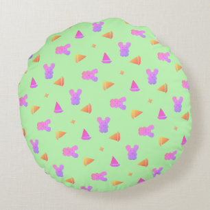Niedliche Pastelmouse mit Bootsmuster auf Green  Rundes Kissen
