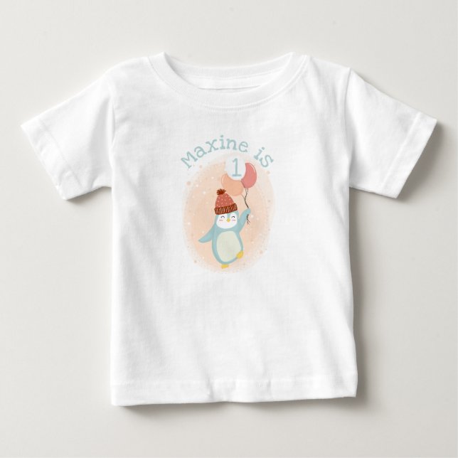 Niedliche Pastelpinguine mit Balloons Baby T-shirt (Vorderseite)