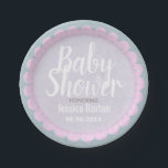 Niedliche Pastelrosa und Graue Babydusche Pappteller<br><div class="desc">Niedliche Teller auf Papier für die Dusche eines Mädchens.</div>