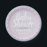 Niedliche Pastelrosa und Graue Babydusche Pappteller<br><div class="desc">Niedliche Teller auf Papier für die Dusche eines Mädchens.</div>