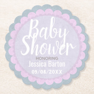 Niedliche Pastelrosa und Graue Babydusche Untersetzer