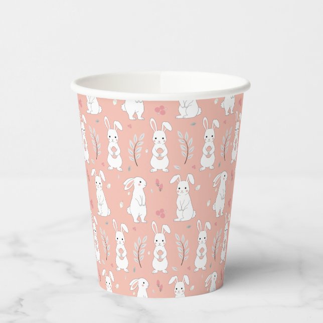 Niedliche Pastete Rosa Kaninchen Party Cup Pappbecher (Links)