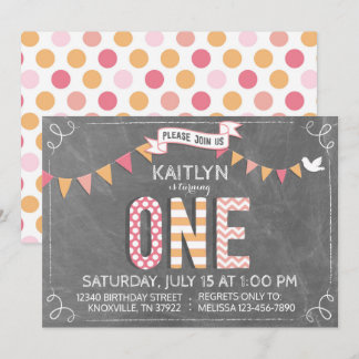 Niedliche Patchwork-Druckbriefe Chalkboard Geburts Einladung