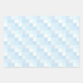 Niedliche Patchwork Pastel Lemon, Blau und Grün Geschenkpapier Set